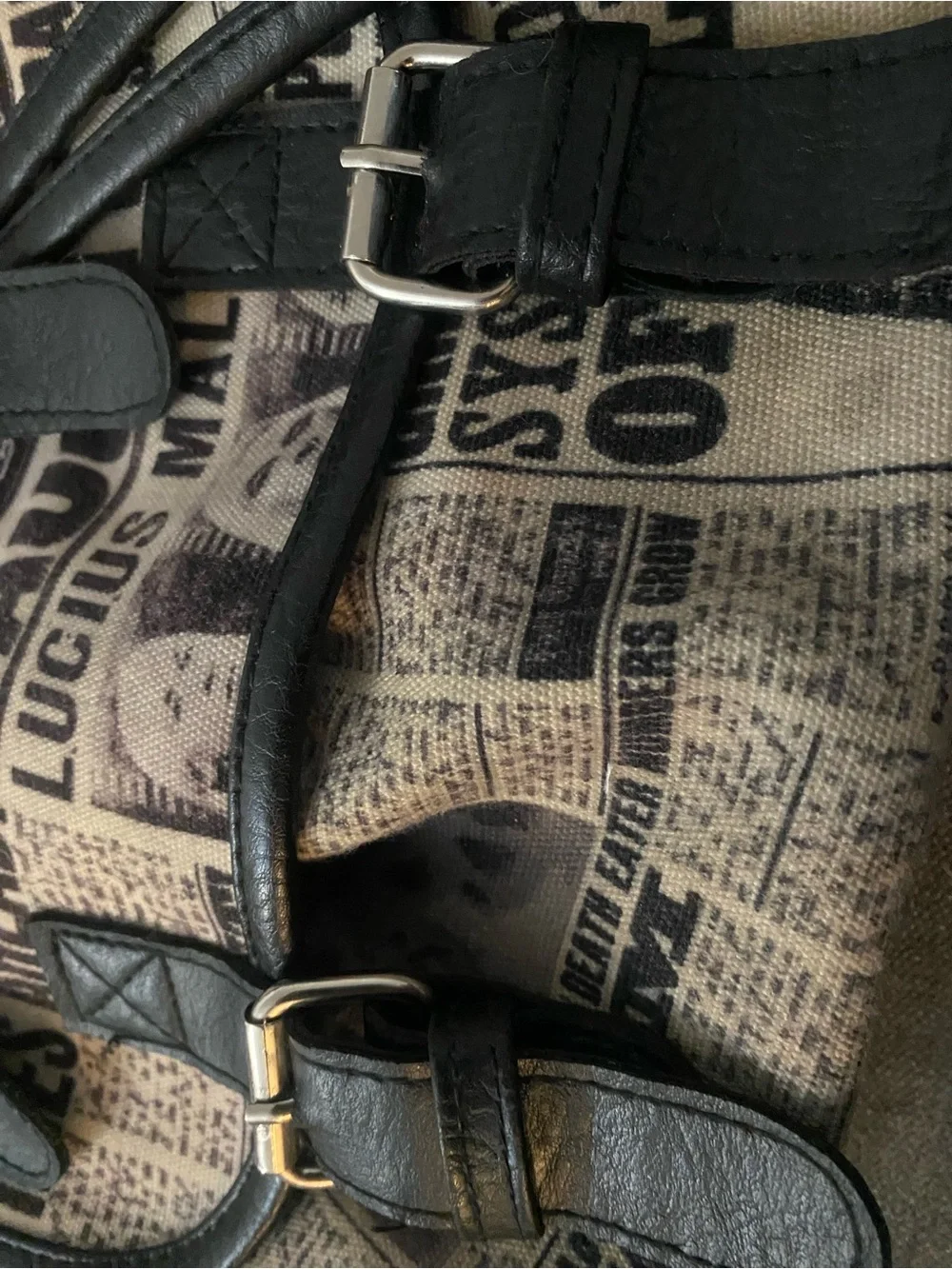 Canvas Newsprint Backpack with Black Trim - Men Bags